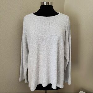 Eileen Fisher Long Sleeve Grey Textured Lagenlook Top Size XL